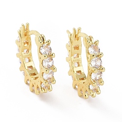 Doré  Boucles d'oreilles créoles en zircone cubique, bijoux en laiton doré pour femme, or, 20x3.5x22mm, pin: 0.9~1.4x16 mm
