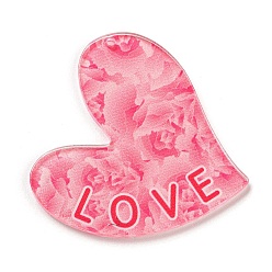 Flamant Pendentifs acryliques saint valentin, cœur, flamant, 42x41.5x2.5mm, Trou: 1.6mm