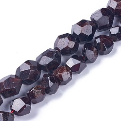 Garnet Natural Garnet Beads Strands, Faceted, Round, 14~21x14~18x14~18mm, Hole: 1.5mm, about 30pcs/strand, 15.3 inch(39cm)