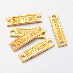 Golden Tibetan Style Links connectors for Friendship, Cadmium Free & Lead Free, Rectangle with Word Best Friend, Golden, 9.5x35x2mm, Hole: 3mm