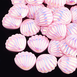 Pink Resin Cabochons, AB Color, Shell, Pink, 21x19x6mm