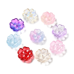 Mixed Color Transparent Glass Bead, Flower, Mixed Color, 13x13.5x4.5mm, Hole: 1.5mm