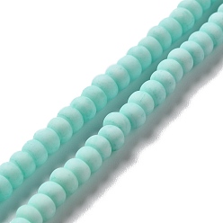 Turquoise Pâle Perles de porcelaine givrées faites à la main, plat rond, turquoise pale, 4x3mm, Trou: 0.8mm, Environ 134 pcs/chapelet, 15.55 pouce (39.5 cm)