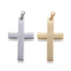 Mixed Color 304 Stainless Steel Pendants, Latin Cross, Mixed Color, 36.5x22x1mm, Hole: 4x7mm