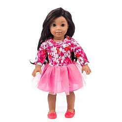Camellia Flower Pattern Cotton Doll Dress, Doll Clothes Outfits, Fit for American 18 inch Girl Dolls, Camellia, 235mm