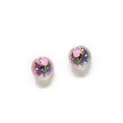 Flower Transparent Acrylic Bead, Bead in Bead, Round, Tulip Pattern, 16mm