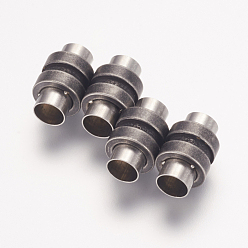Gunmetal 304 Stainless Steel Magnetic Clasps, Column, Gunmetal, 16x10mm, Hole: 6mm