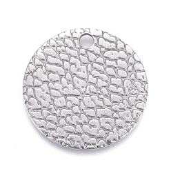 Stainless Steel Color 304 Stainless Steel Charms, Textured, Laser Cut, Flat Round, Stainless Steel Color, 15x0.8mm, Hole: 1.5mm