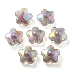 Gris Clair Placage uv perles acryliques transparentes irisées arc-en-ciel, deux tons, fleur, gainsboro, 17x17x9mm, Trou: 2.7mm