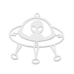 Stainless Steel Color 201 Stainless Steel Pendants, Laser Cut, Flying Saucer, Stainless Steel Color, 29x31x1mm, Hole: 1.6mm