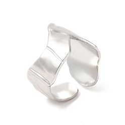 Color de Acero Inoxidable 304 anillo de puño abierto ondulado de acero inoxidable para mujer, color acero inoxidable, diámetro interior: tamaño de EE. UU. 6 (16.5 mm)