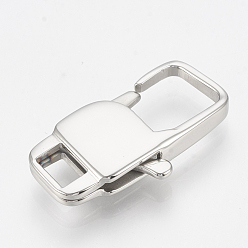 Stainless Steel Color 304 Stainless Steel Lobster Claw Clasps, Rectangle, Stainless Steel Color, 22x11x3.5mm, Hole: 2x5mm