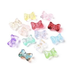 Mixed Color Transparent Spray Painted Glass Beads, Bowknot, Mixed Color, 10x14x8mm, Hole: 1mm