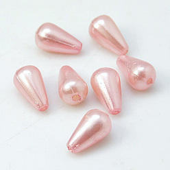 Pink Абс пластиковая жемчужина, слеза, розовые, 16x10 мм, отверстие : 1 мм, Около 600 шт / фунт