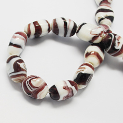Coconut Brown Handmade Lampwork Beads, Oval, Coconut Brown, 21x17x12mm, Hole: 1~3mm