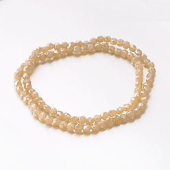 Blanc Perles en verre electroplate, demi-plaqué, facette, givré, plat rond, blanc, 6x3mm