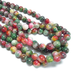 Coloré Chapelets de perles de jade , jade blanc naturel, teint, ronde, colorées, 4mm, Trou: 1mm, Environ 98 pcs/chapelet, 15.7 pouce