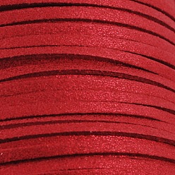 Rouge Fil de daim, cordon suede, dentelle de faux suède, avec la poussière d'or, rouge, 3x1 mm, environ 100 verges / rouleau (300 pieds / rouleau)