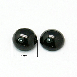 Agate Noire Cabochons en agate noire naturelles, demi-tour, noir, 6x3~3.5mm