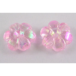 Pink Abalorios de acrílico transparentes, flor, ab chapado, rosa, 10x4 mm, agujero: 1 mm, Sobre 2000 unidades / 500 g