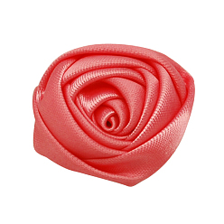 Tomato Handmade Polyester Cloth Fabric Woven Cabochons, Rose, Tomato, 29x29x14mm