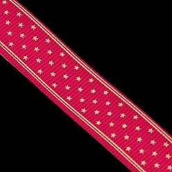 Rosa Oscura Estrella imprimió la cinta del grosgrain, agradable para la decoración del partido, de color rosa oscuro, 3/8 pulgada (10 mm), aproximadamente 100 yardas / rollo (91.44 m / rollo)