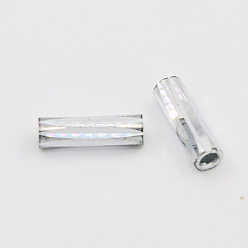 Argent Perles en aluminium, Tube, argenterie, 8~10x3mm, Trou: 2mm