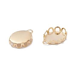 Golden 304 Stainless Steel Cabochon Settings, Lace Edge Bezel Cups, Oval, Golden, Tray: 10x8mm, 11.5x8.5x2mm