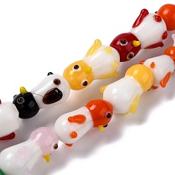 Colorido Hilos de abalorios de murano hechos a mano, pingüino de la historieta, colorido, 13.5~21.5x12.5~13x11~12 mm, agujero: 1.5 mm, sobre 15 unidades / cadena, 12.01 pulgada (30.5 cm)