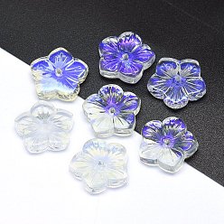 Clear AB Transparent Glass Beads, Flower, AB Color, Clear AB, 12x13x3mm, Hole: 1.2mm
