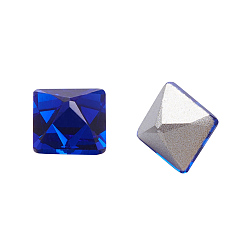 Azul Oscuro K 9 cabujones de diamantes de imitación de cristal, puntiagudo espalda y dorso plateado, facetados, plaza, añil oscuro, 8x8x8 mm