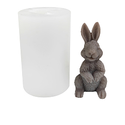 Lapin Moules à bougies sur le thème de Pâques, moules en silicone, pour le savon de bougie maison, blanc, Modèle de lapin, 5.2x8.3 cm, produit fini: 3.5x3.9x7.3 cm