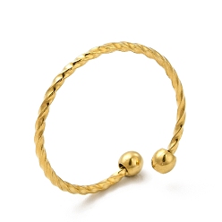 Oro Chapado en iones (ip) 304 anillo de puño abierto con cuentas de acero inoxidable para mujer, dorado, tamaño de EE. UU. 7 1/4 (17.5 mm)