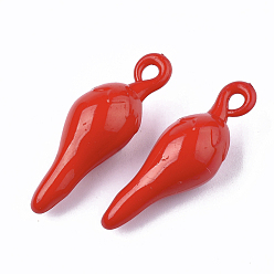 Red Opaque Acrylic Pendants, Pepper, Red, 37x12x11.5mm, Hole: 2.5mm, about 280pcs/500g
