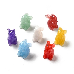 Mixed Color Opaque Resin Beads, Rabbit, Mixed Color, 10.5x16x16.5mm, Hole: 1.6mm