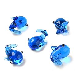 Bleu Main décorations pour la maison au chalumeau, 3d ornements de baleine pour cadeau, bleu, 16.5~17x12.5~13x10~11mm