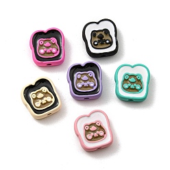 Mixed Color Spray Painted Alloy Beads with Enamel, Long-Lasting Plated, Lead Free & Cadmium Free, Platinum, Bear, Mixed Color, 11.5x11x4mm, Hole: 1.6mm