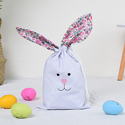 Разноцветный Пластиковые пакеты для хранения пасхальной тематики, мешочки для кроликов на шнурке, для упаковки конфет, цветочный узор узор, красочный, 32x22 см