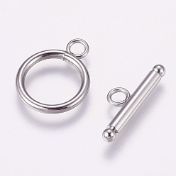 Stainless Steel Color 304 Stainless Steel Toggle Clasps, Stainless Steel Color, Toggle: 21x16mm, Hole: 3mm, Bar: 23x3mm, Hole: 3mm