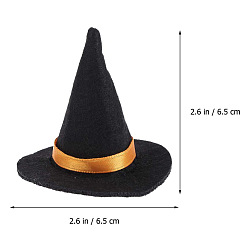 Black Halloween Theme Cloth Witch Hat, for Doll Party Decorate, Black, 80x70mm