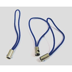 Blue Mobile Phone Strap, Colorful DIY Cell Phone Straps, Nylon Cord Loop with Alloy Ends, Blue, 50~60mm