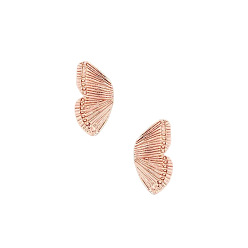 Rose Gold Alloy Butterfly Wings Stud Earrings for Women, Rose Gold, 13mm