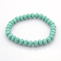 Turquoise Facettes opaque couleur unie cristal verre rondelles perles bracelets bracelets, turquoise, 68mm