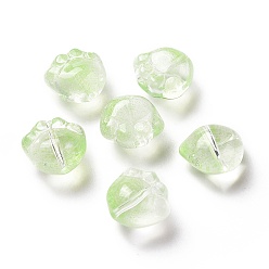 Verde Pálido Perlas de vidrio pintado en aerosol transparente, impresión de pata de gato, verde pálido, 11x12x8.5 mm, agujero: 1.2 mm