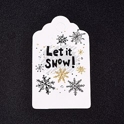 Белый Бумажные подарочные бирки, хэндж теги, для декоративно-прикладного искусства, на Рождество, со словом пусть это снег и снежинка, белые, 50x30x0.3 мм, отверстие : 5 мм