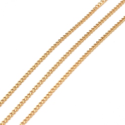 Real 18K Gold Plated 304 Stainless Steel Curb Chains, with Spool, Soldered, Vacuum Plating
, Real 18K Gold Plated, 2.5x2x0.5mm, 10.93 yards(10m)/roll