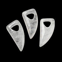 Quartz Crystal Natural Quartz Crystal Pendants, Rock Crystal Pendants, Horn Charms, 41~43x20x7.5~8mm, Hole: 10.5~11mm