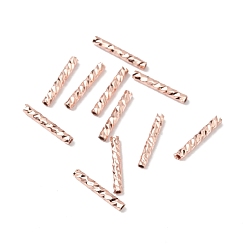 Rose Gold Rack Plating Brass Straight Tube Beads, Cadmium Free & Lead Free, Long-Lasting Plated, Rose Gold, 10x1.5mm, Hole: 0.8mm