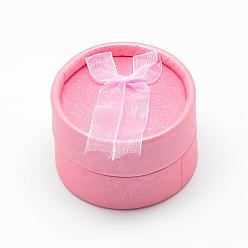 Pink Cardboard Ring Boxes, Flat Round, Pink, 5.5x3.5cm
