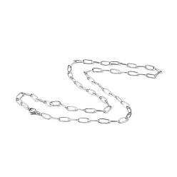 Color de Acero Inoxidable 201 collar de cadena con clip de acero inoxidable para hombres y mujeres, color acero inoxidable, 20.47 pulgada (52 cm), amplia: 4 mm